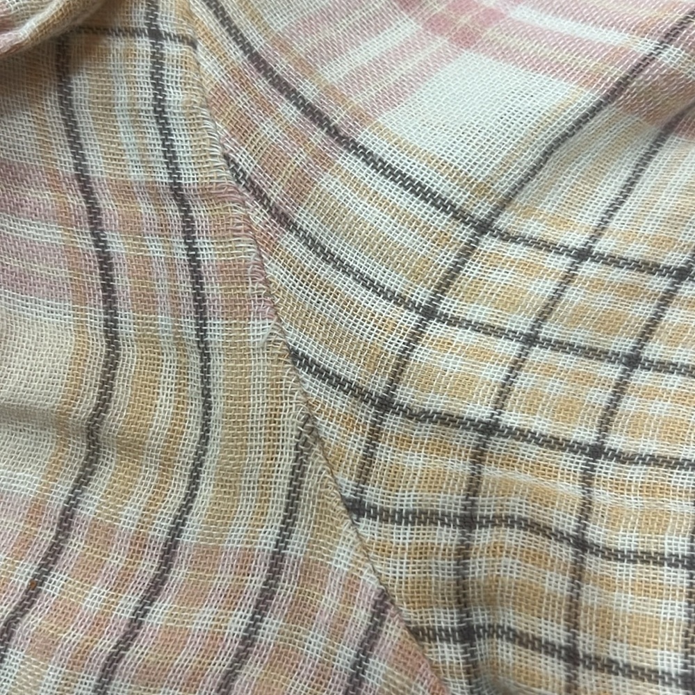 Christy Dawn Plaid Flannel Blouse Top Shirt Cottagecore Ruffle Button Western - Picture 15 of 16